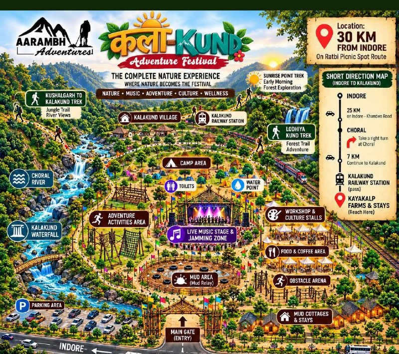 Illustrated map of the Kalakund festival grounds